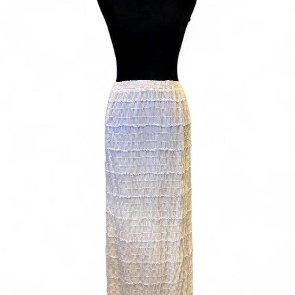 Cream Maxi Skirt – Cottagecore Smocked Textured SkirtS